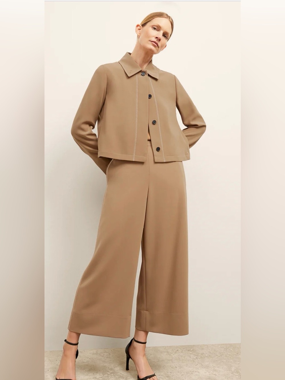 MM Lafleur The Nicky Jacket The Elena Travel Culotte Everyday Crepe Light Saddle